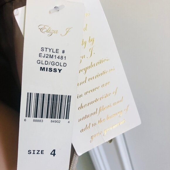 ELIZA J Empire Waist Pale Champagne Gold Color Sleeveless Dress Sz 4 NEW - Picture 5 of 6